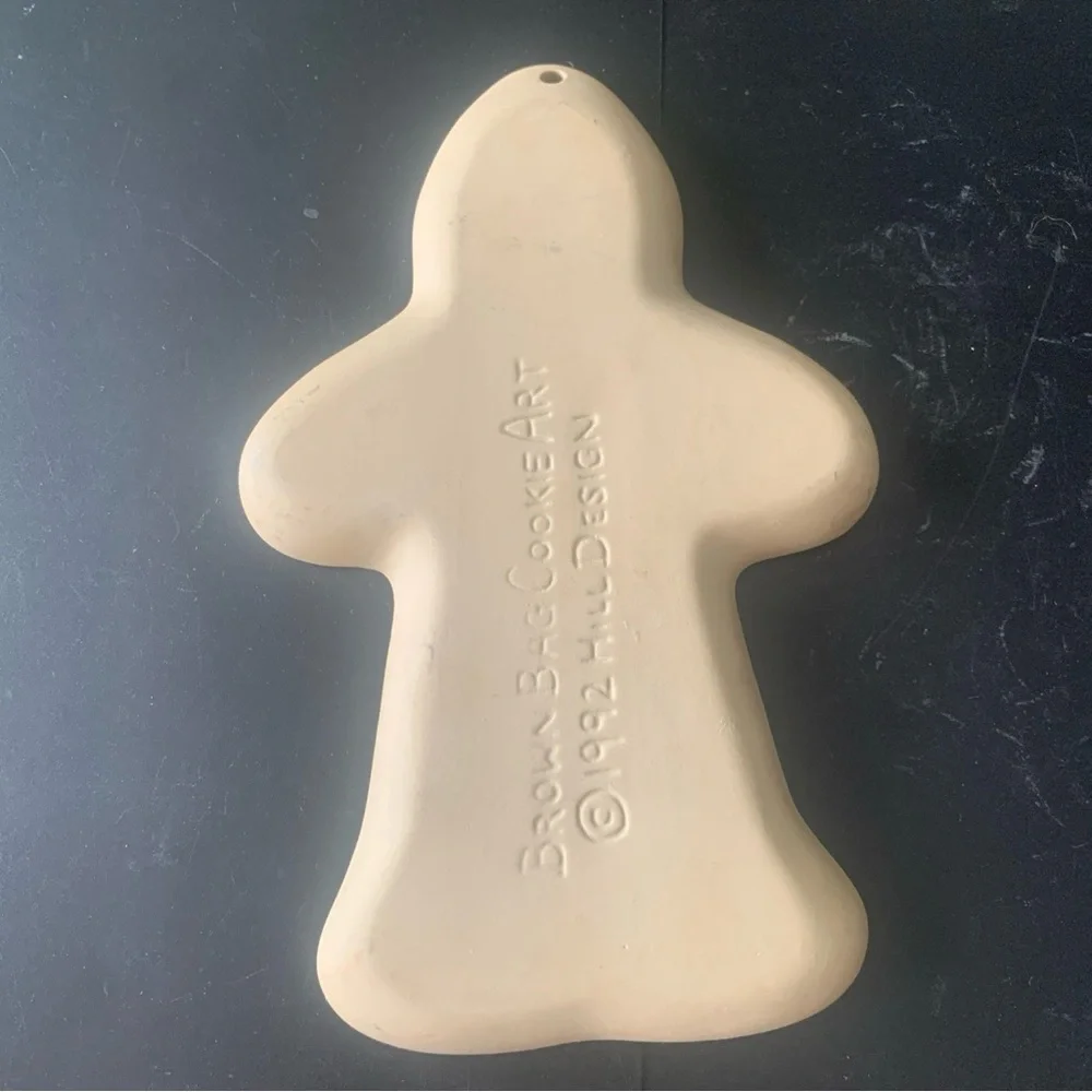 Vintage Brown Bag Cookie Art Stoneware 1992 Hill Design Craft Mold Gingerbread
